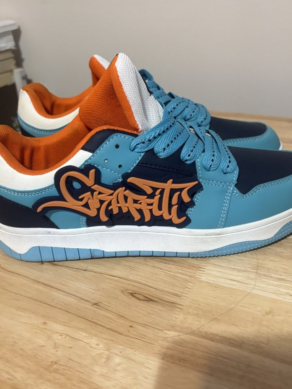 SHEIN Size 10 Low-Top Sneakers with Graffiti Design
